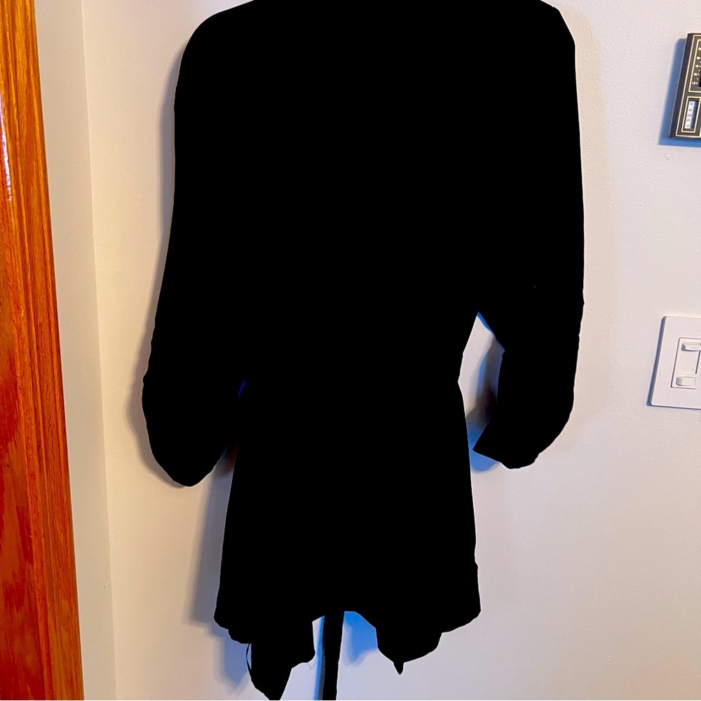 Black womens coat with tie belt